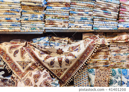 Handmade textile in Grand Bazaar. Isfahan. Iran Handmade textile in Grand Bazaar. Isfahan. Iran 41401208