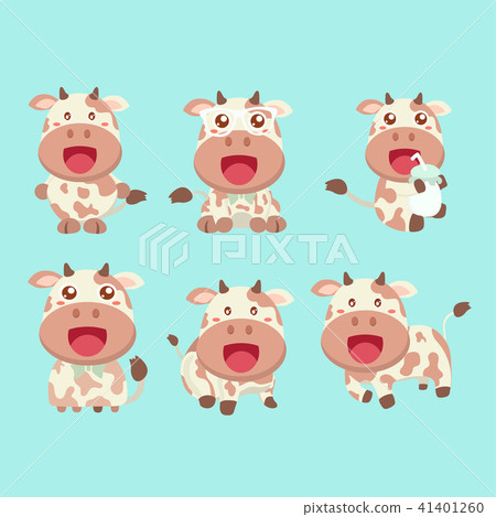 Set of funny cartoon cow in various poses. 41401260
