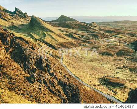 Quiraing mountains sunset at Isle of Skye island 41401437