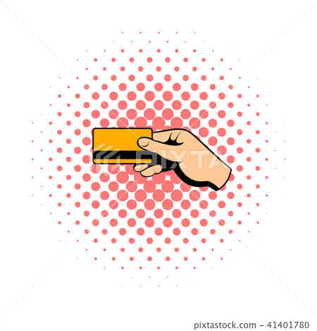 Hand holding credit card comics icon 41401780