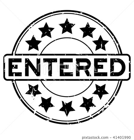 Grunge black entered round rubber seal stamp 41401990