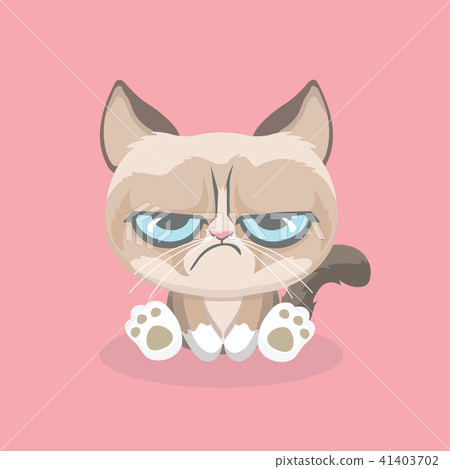 Cute grumpy cat. Vector Illustration. - Stock Illustration [41403702 ...