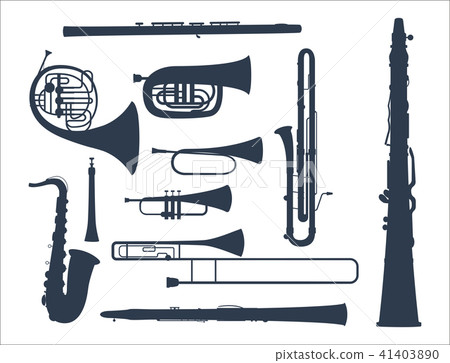 Wind musical instruments tools acoustic musician equipment orchestra vector illustration 41403890