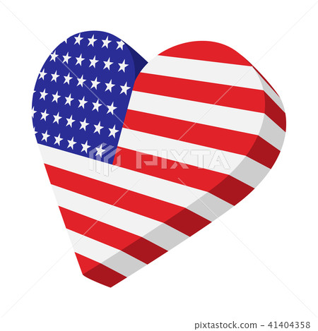 Heart in the USA flag colors cartoon icon 41404358