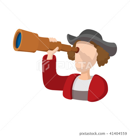 Christopher Columbus costume with spyglass icon Christopher Columbus costume with spyglass icon 41404559