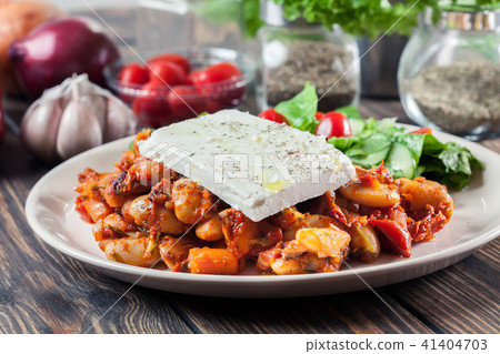 Baked giant beans with feta cheese Baked giant beans with feta cheese 41404703