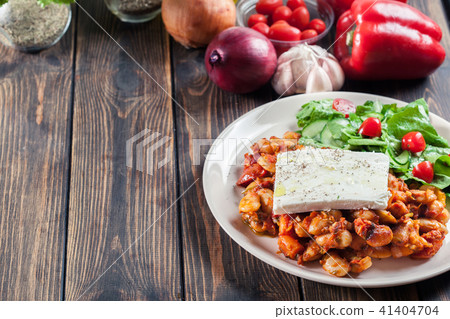 Baked giant beans with feta cheese Baked giant beans with feta cheese 41404704