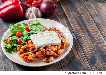 Baked giant beans with feta cheese Baked giant beans with feta cheese 41404705