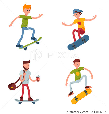 Young skateboarder active people sport extreme active skateboarding urban jumping tricks vector 41404794