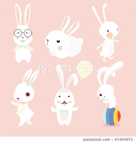 Set of cute cartoon rabbit in modern flat style. Set of cute cartoon rabbit in modern flat style. 41404953