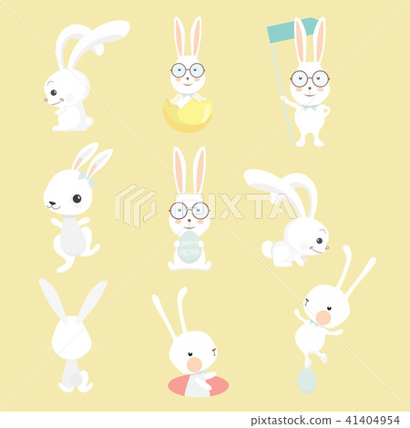Set of cute cartoon rabbit in modern flat style. Set of cute cartoon rabbit in modern flat style. 41404954