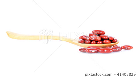 Red beans isolated in wood spoon on white Red beans isolated in wood spoon on white 41405829
