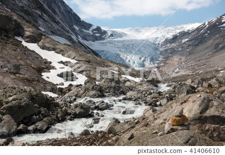Aerial view of Fabergstolsbreen glacier in Nigardsvatnet Jostedalsbreen national park in Norway in a Aerial view of Fabergstolsbreen glacier in Nigardsvatnet Jostedalsbreen national park in Norway in a 41406610