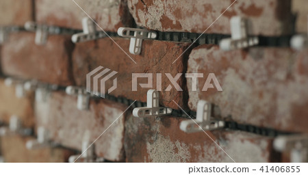 brick cuts tile on the wall closeup 41406855