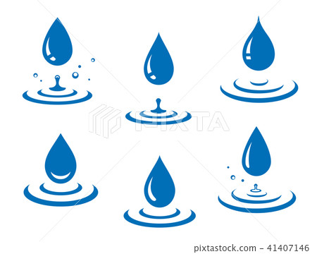 blue water drops icons set and splash blue water drops icons set and splash 41407146