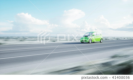 3d model of electric green car with 3d model of man. Render. Ecology concept. 3d rendering. 3d model of electric green car with 3d model of man. Render. Ecology concept. 3d rendering. 41408036