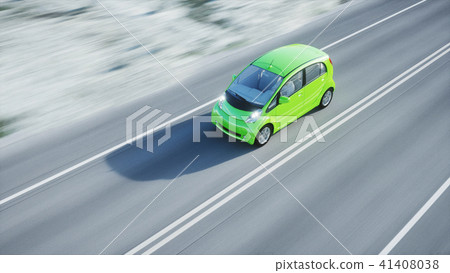 3d model of electric green car with 3d model of man. Render. Ecology concept. 3d rendering. 3d model of electric green car with 3d model of man. Render. Ecology concept. 3d rendering. 41408038