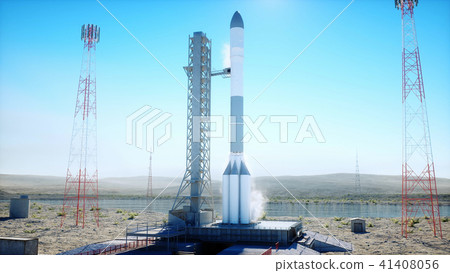Rocket before the start. Space launch system. 3d rendering. 41408056