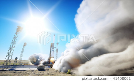 Rocket launch animation. Daylight. Space launch system. 3d rendering. Rocket launch animation. Daylight. Space launch system. 3d rendering. 41408061