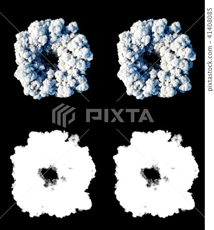 Nuclear ballistic rocket, complex. Launch rocket, dust. Isolate. 3d rendering. 41408085