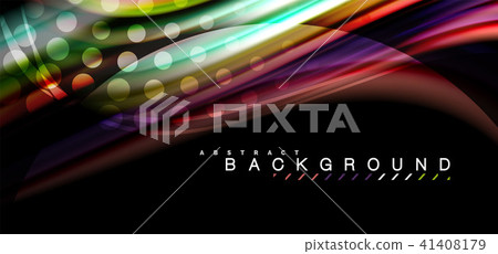Multicolored wave lines on black background design Multicolored wave lines on black background design 41408179