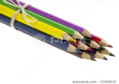 Color pencils isolated on white background. Close up. 41409019