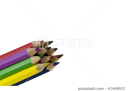 Color pencils isolated on white background. Close up. Color pencils isolated on white background. Close up. 41409025
