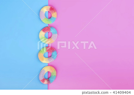 Jelly candies on blue pink background Jelly candies on blue pink background 41409404