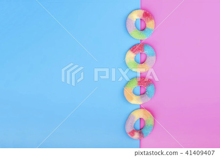 Jelly candies on blue pink background Jelly candies on blue pink background 41409407