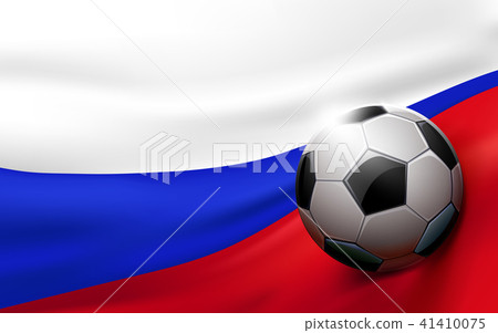 Soccer ball on russian flag background Soccer ball on russian flag background 41410075