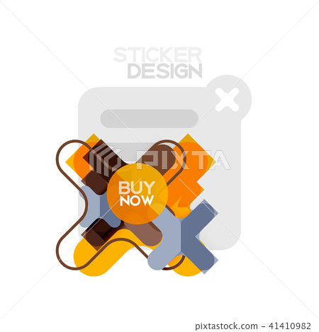 Flat design cross shape geometric sticker icon, paper style design with buy now sample text, for Flat design cross shape geometric sticker icon, paper style design with buy now sample text, for 41410982