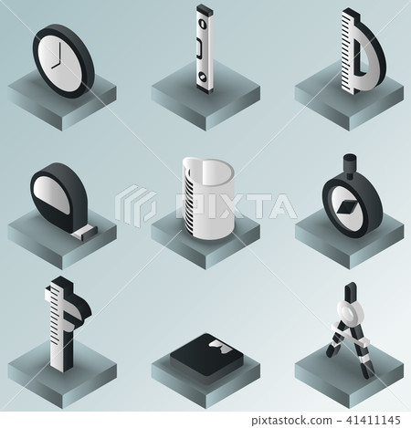 Measuring color gradient isometric icons 41411145
