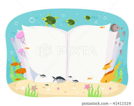 Underwater Animals Open Book Illustration 41411529