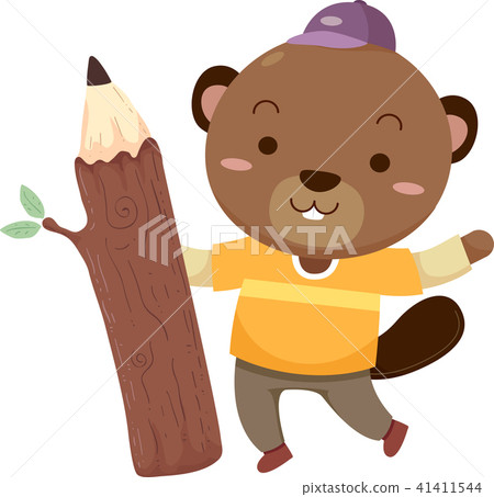 Beaver Mascot Wood Pencil Illustration 41411544