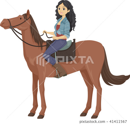 Teen Girl Horse Back Ride Illustration Teen Girl Horse Back Ride Illustration 41411567