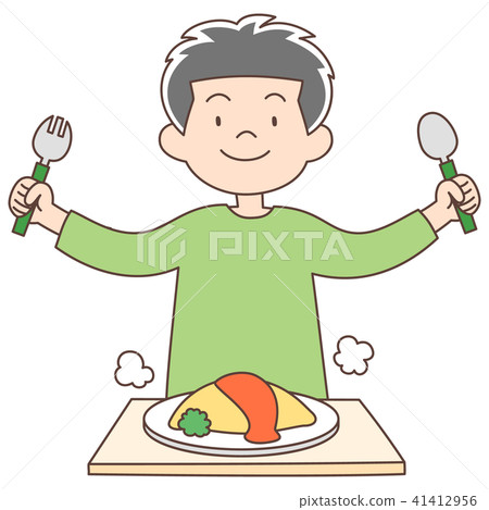 Elementary school student 7 years old boy _ omelet rice 41412956