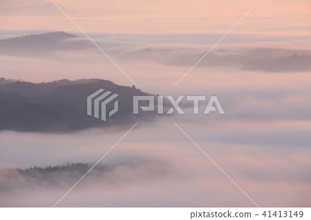 Satoyama at dawn Asian fog satoyama Satoyama at dawn Asian fog satoyama 41413149