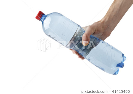 empty plastic bottle in hand 41415400