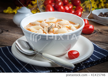 Fresh tomato soup with conchigliette. 41415746