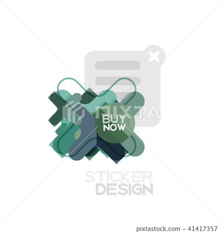 Flat design cross shape geometric sticker icon, paper style design with buy now sample text, for 41417357