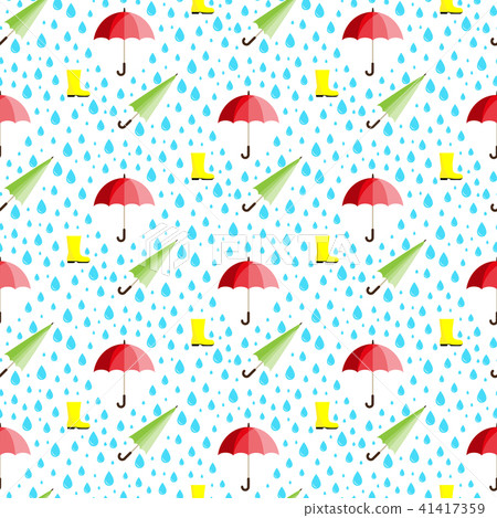 Rainwater Umbrella. Rubber boot. Rain. Seamless pattern. Rainwater Umbrella. Rubber boot. Rain. Seamless pattern. 41417359