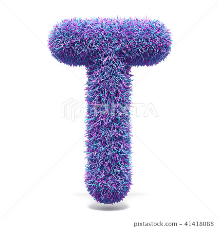 Purple faux fur LETTER T 3D illustration Purple faux fur LETTER T 3D illustration 41418088