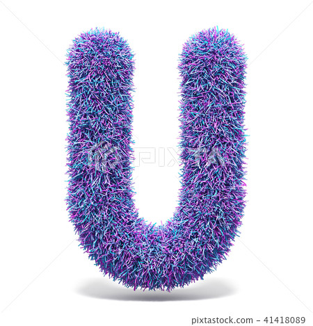 Purple faux fur LETTER U 3D illustration Purple faux fur LETTER U 3D illustration 41418089