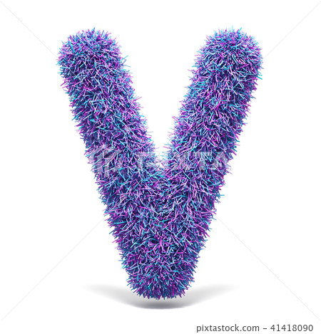Purple faux fur LETTER V 3D illustration Purple faux fur LETTER V 3D illustration 41418090