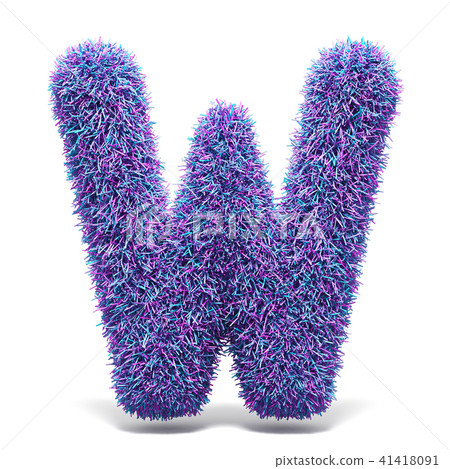 Purple faux fur LETTER W 3D illustration Purple faux fur LETTER W 3D illustration 41418091