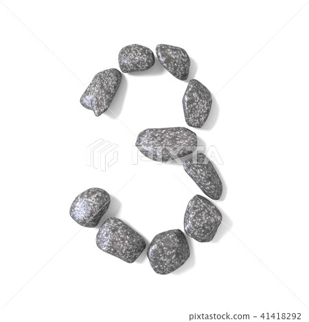 Font made of rocks NUMBER three 3 3D Font made of rocks NUMBER three 3 3D 41418292