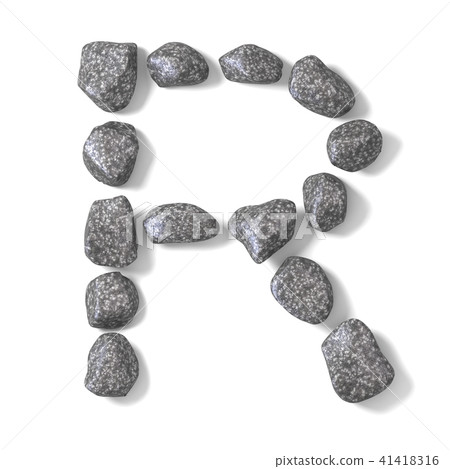 Font made of rocks LETTER R 3D Font made of rocks LETTER R 3D 41418316