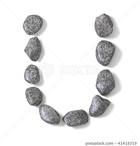 Font made of rocks LETTER U 3D Font made of rocks LETTER U 3D 41418319