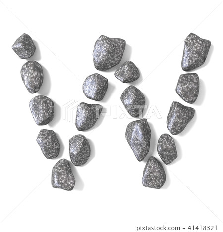 Font made of rocks LETTER W 3D Font made of rocks LETTER W 3D 41418321