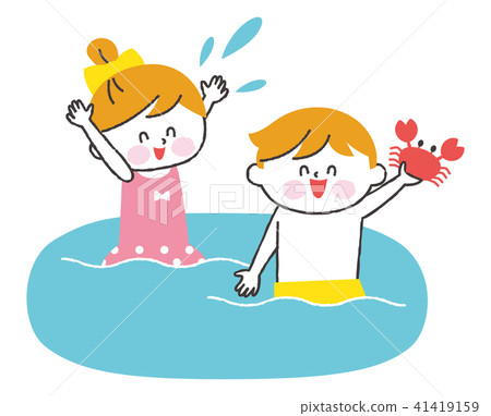 孩子們在河裡玩 41419159